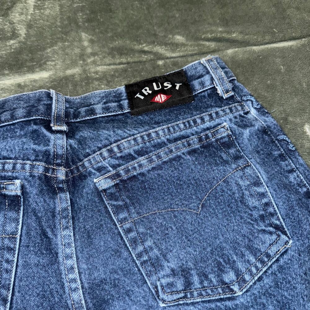 VTG Y2K Trust Me Jeans Butterfly Embroidery Sides Dark Denim Junior's Size 11 - Picture 6 of 10
